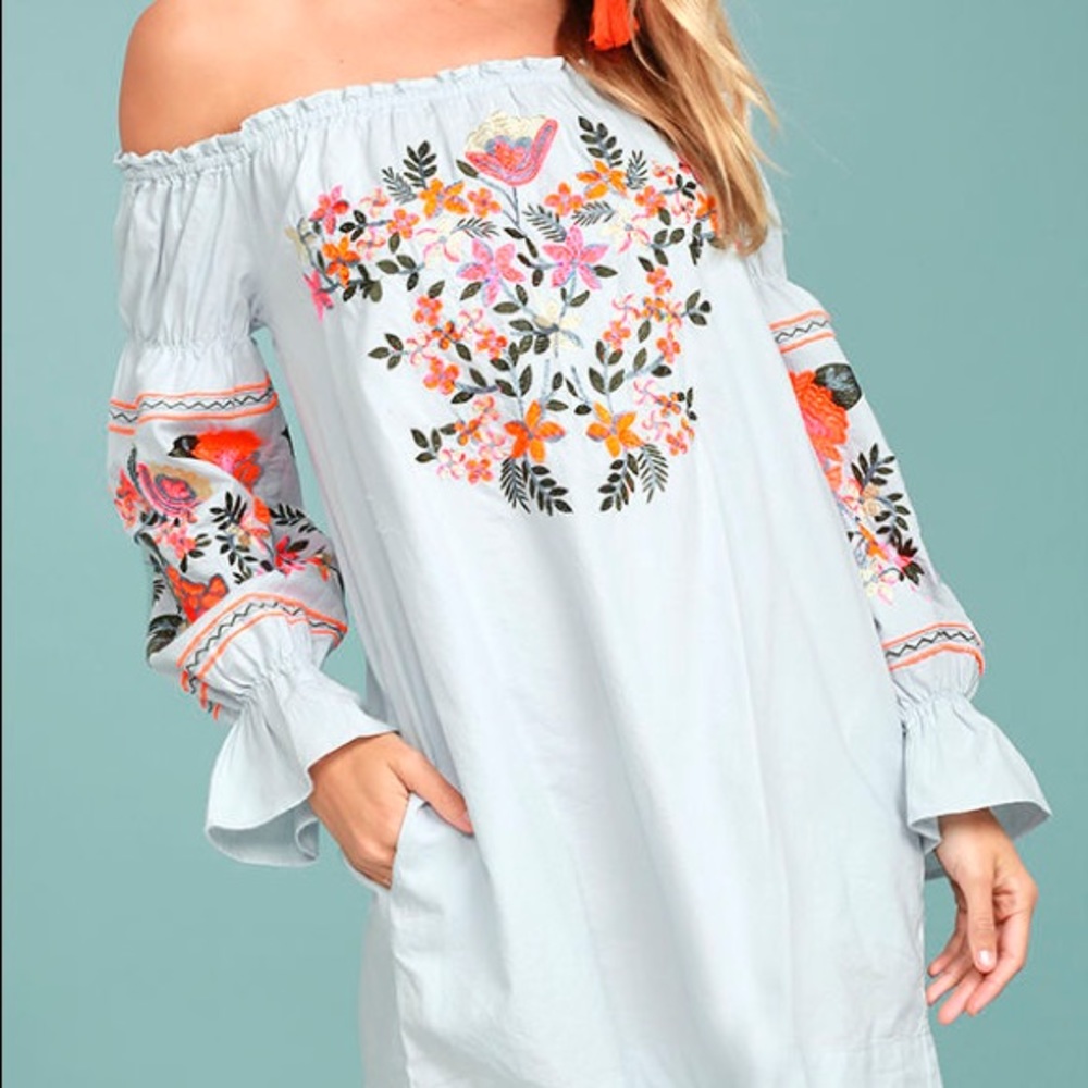 Free People Fleur du Jour Light Blue Dress XS